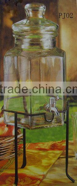 6 liter unique clear hexagon glass beverage dispenser with stand