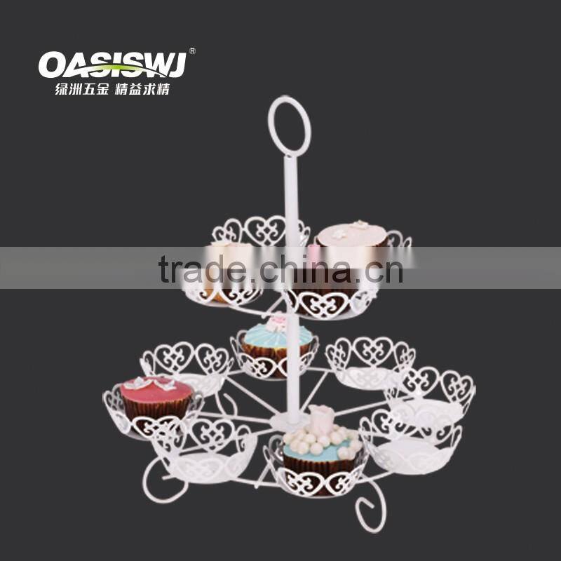 High Quality Online Shopping mental Cupcake Stand / Customized 2 Tiers flower shape Cake Display