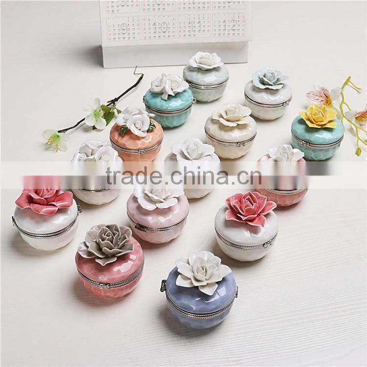 high quality flower design ceramic jewelry box