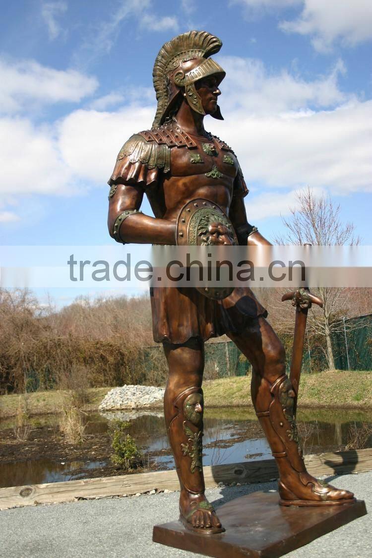 large outdoor copper sculptures metal craft bronze life size spartan statue