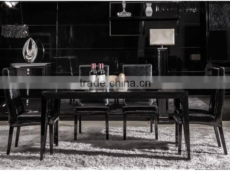 black solid wood leather dining table for home hotel