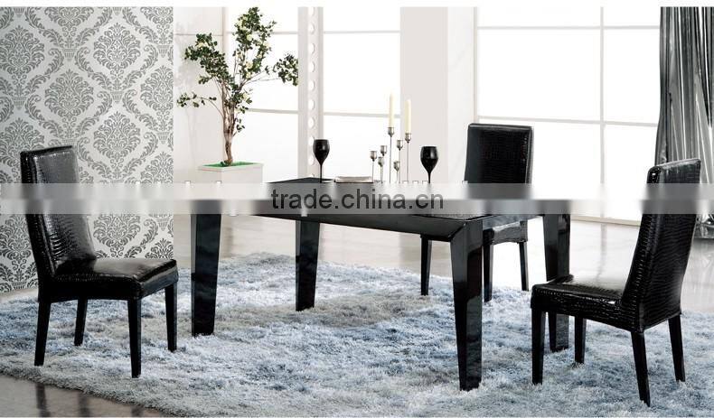 black solid wood leather dining table for home hotel
