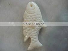 wholesale 20-40mm white fish carved natural coral pendant