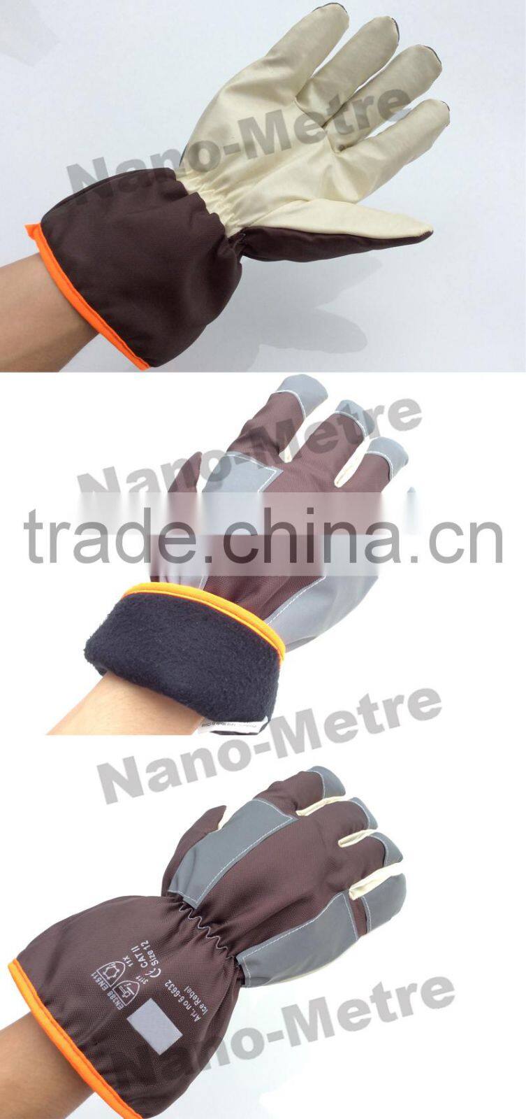 NMSAFETY brown polar liner ski glove/heavy duty winter work gloves/safe work gloves