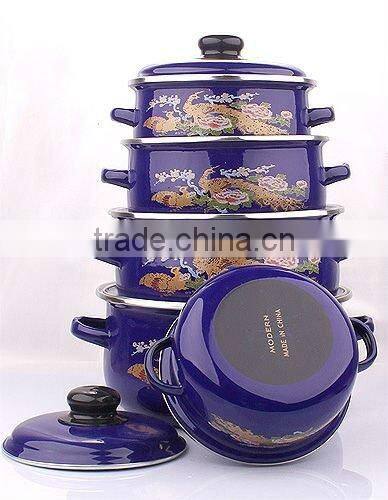 Nice enamel casserole with normal and hollow handle