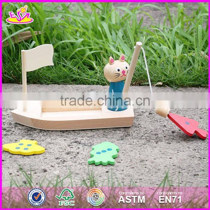 2016 new design kids wooden cat fishing toy W01B029