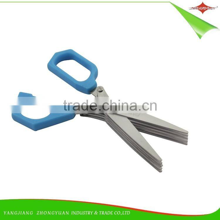ZY-J1042 Stainless steel 5 blades herb scissors double blade kitchen scissors with pp handle