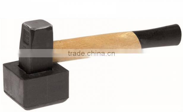 wood handle paving hammer with rubber cover/hammer with rubber face