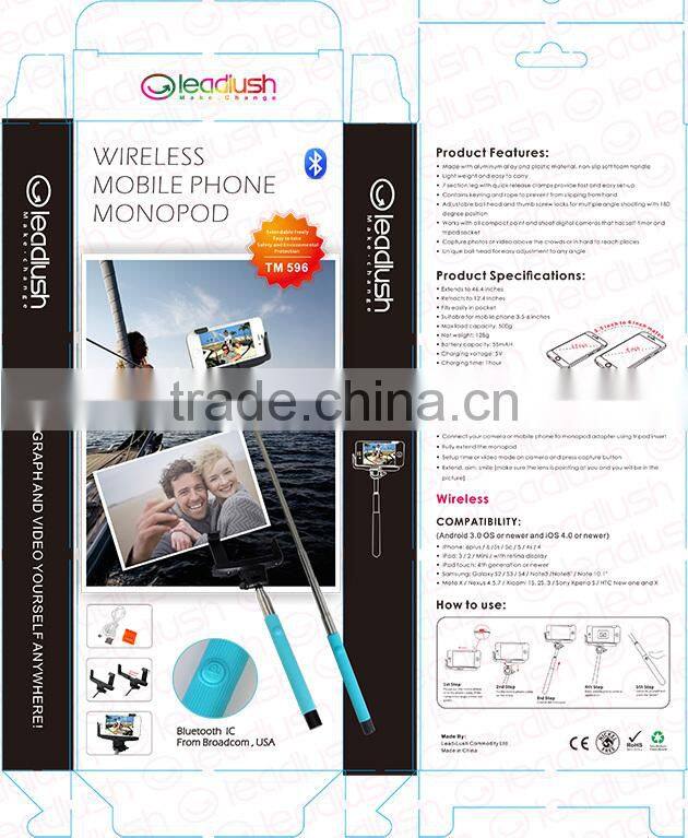 Bluetooth monopod selfie stick wireless monopod
