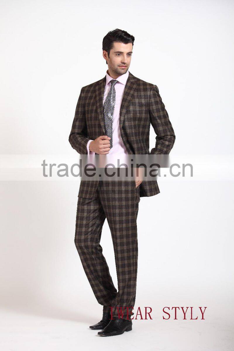 High quality woolen business suits/ checked italy style suits for men