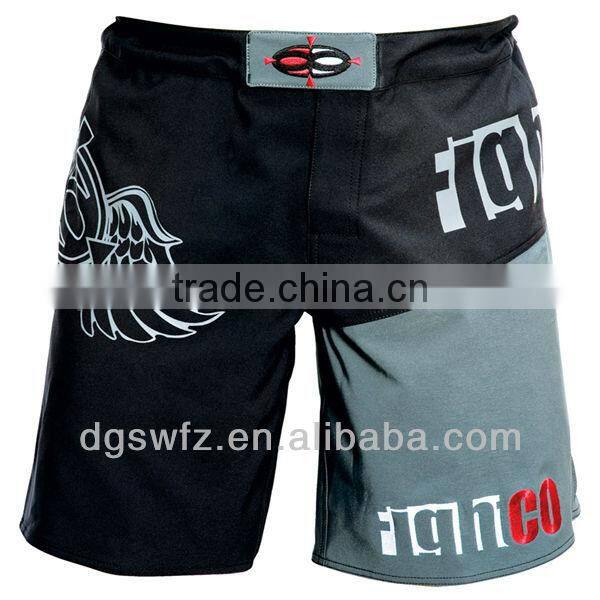 wholesale factory price high quality new lycra spandex plain black blank 4 way stretch mma shorts