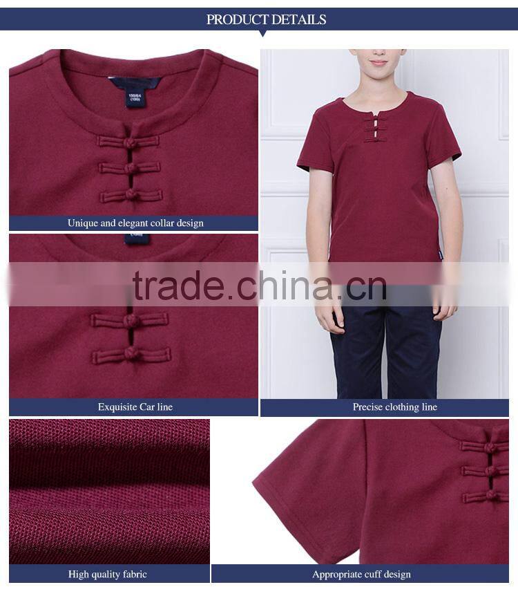 British Academy style 2017 new light Chinese style school boys and girls red short sleeved T-shirt custom