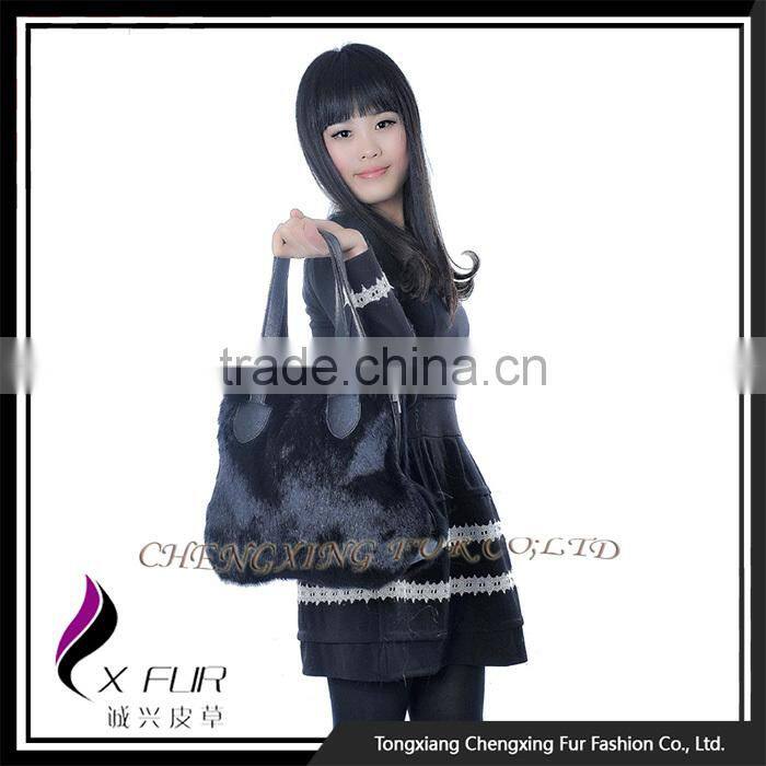 CX-H-16 Wholesale Good Quality Fashion Handbag Rabbit Fur Ladies Bag In China