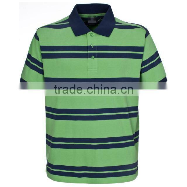 Men's fashion high quality cotton pique stripe polo shirt