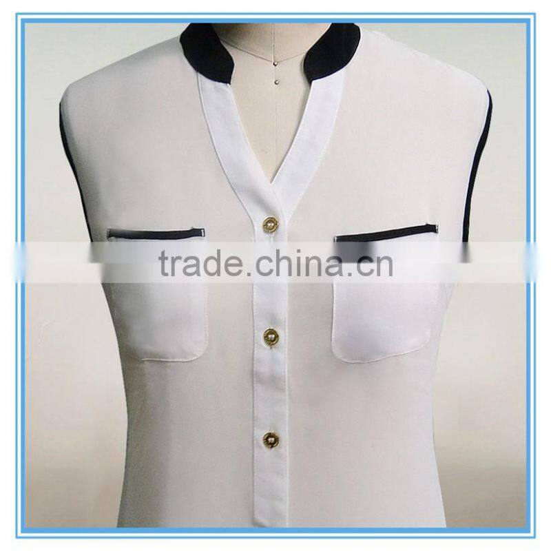 Office Uniform Designs For Women Sleeveless Chiffon Blouses Designs