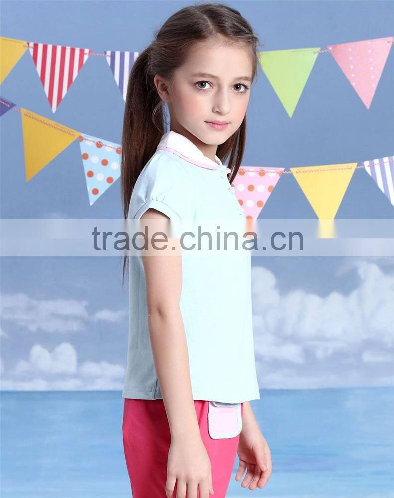 Little girl clothing suit kids bulk wholesale soft cotton children polo t shirt