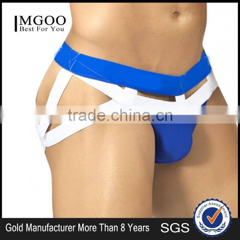 New Arrival Fashion Elastic Band Jockstraps Underwear Bottom Price Blue White Cotton Inflatble Thongs
