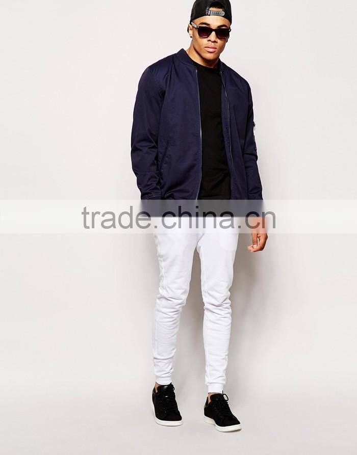 Mens pure white custom China factory drawstring jogging pants