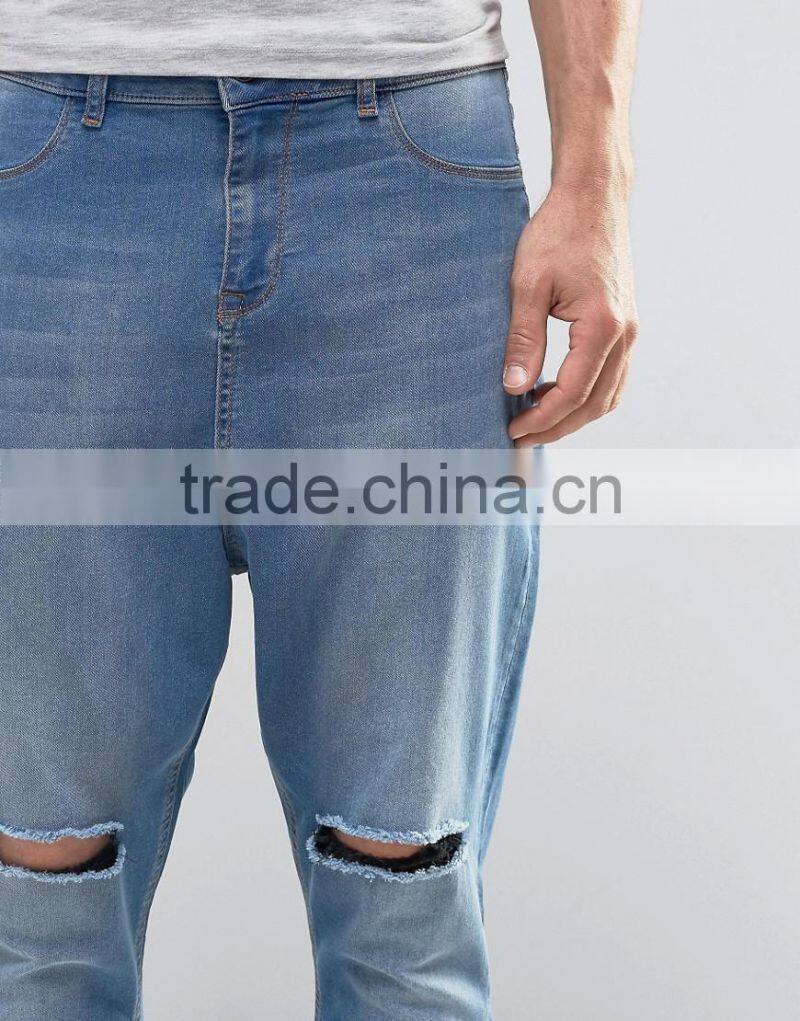 fashion drop crotch denim jeans stylish loose jeans made in China