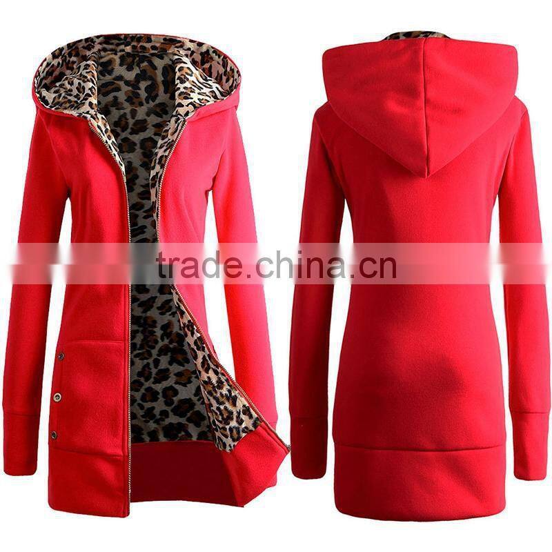 hot sale custom made latest womens brushed long warm thick winter fleece hoodies