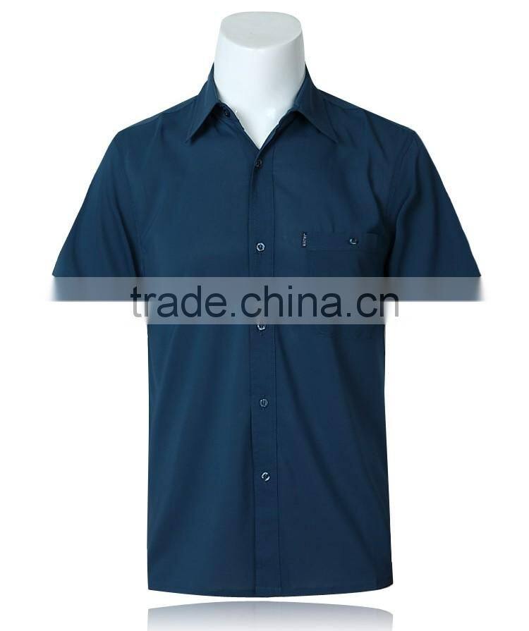 Juqian custom High quality mens plain pure soft textile cotton colors short sleeve work shirt