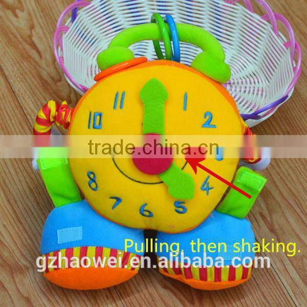 Hign quality infant crib hanging baby toy O'clock shape plush baby toy
