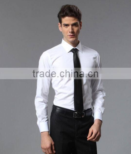 Wholesale,cheap long sleeve white color dress shirts,tie men dress shirts