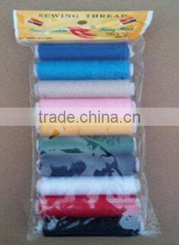 5pcs plastic tube of colorful polyester thread blister on card