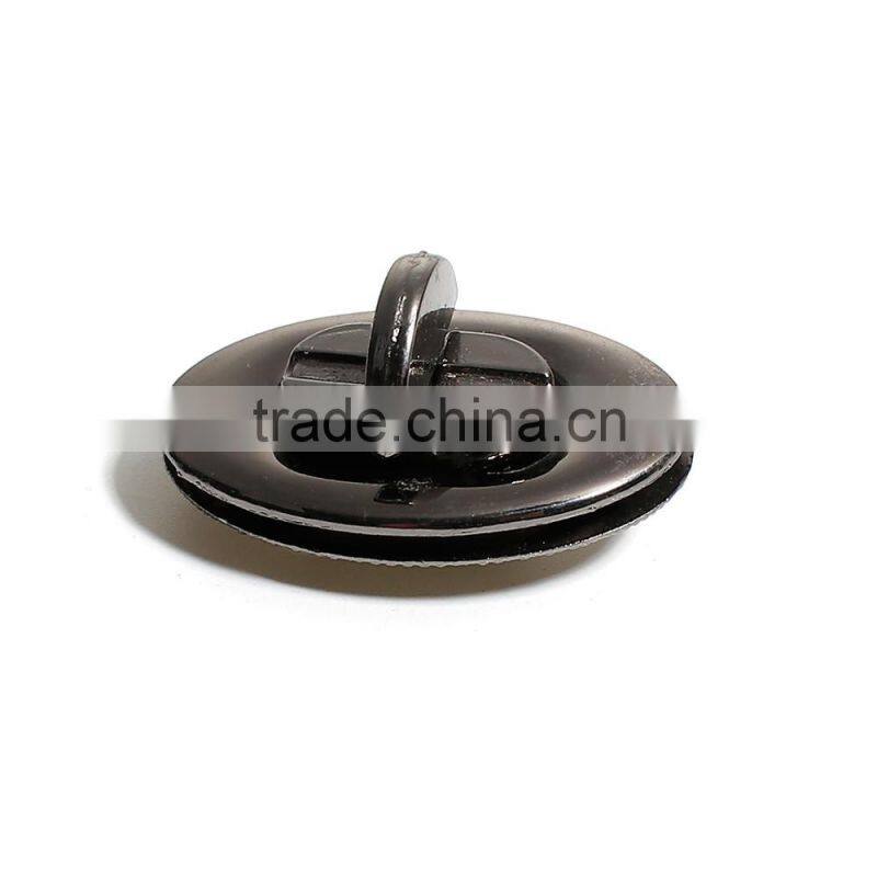 Zinc Based Alloy Purse Twist Turn Lock Gunmetal 46mm(1 6/8") x 30mm(1 1/8"), 1 Set