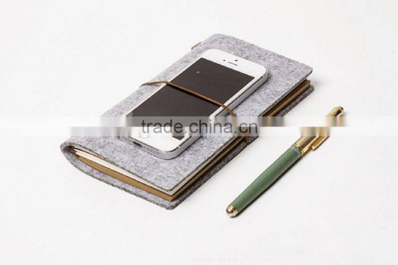 Novel logo custom shorthand spiral binding journal diary notebook and felt cover with elastic band