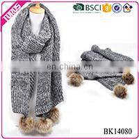 New design Acrylic Knitted Hat Scarf Attached