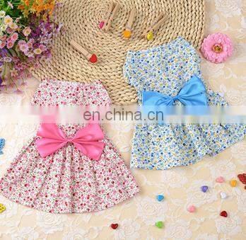 Fashion Beautiful Pink Blue Flower Bowknot Pet Puppy Apparel Small Dog Cat Clothes Wedding Dress Summer Dress S-XL