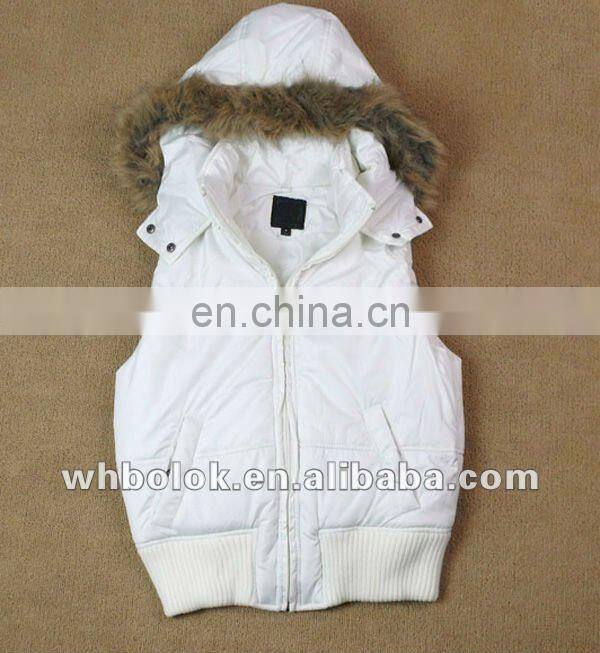 Womens quilted white waistcoat with hood padding vest
