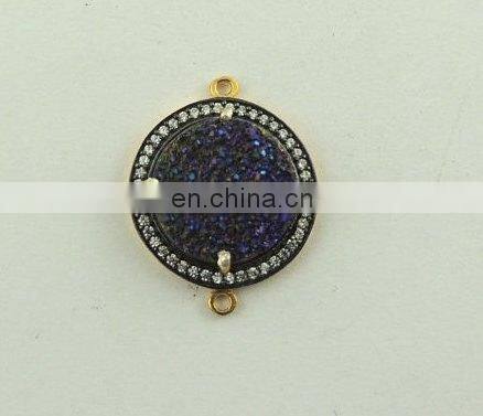 Pave Diamonds !! Handmade 925 Sterling Silver Faceted Flashy labradorite moonstone Gemstone Connector