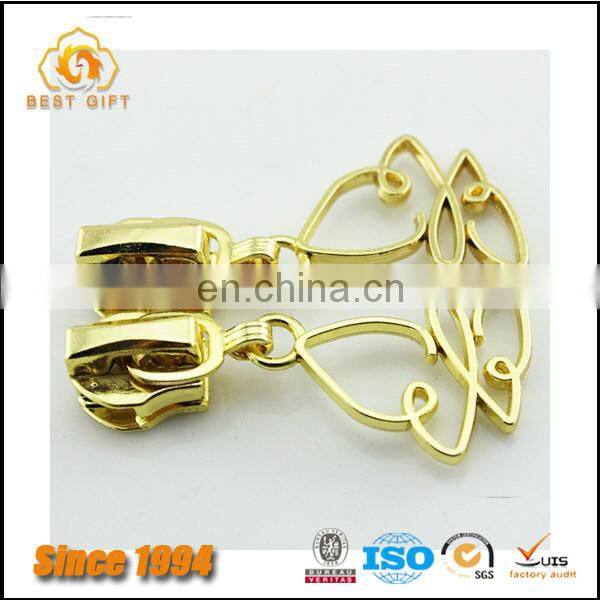 Guangdong Factory Wholesale Custom Garment Accessories Jacket Gold Metal Flower Zippers