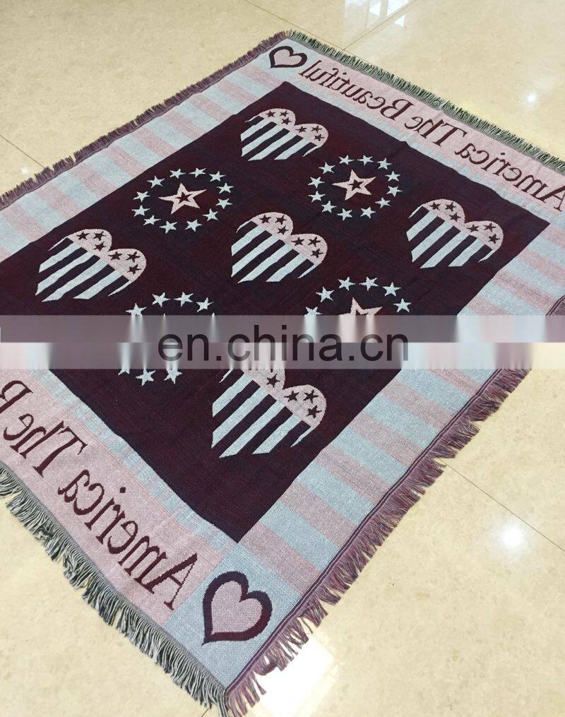 RAWHOUSE woven throw tapestry wall hanging sofa cover blanket with fringe jacquard woven blankets