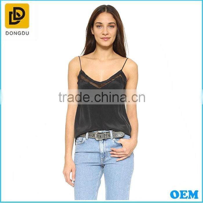 Nest arrival Sexy black silk lace closure tops women