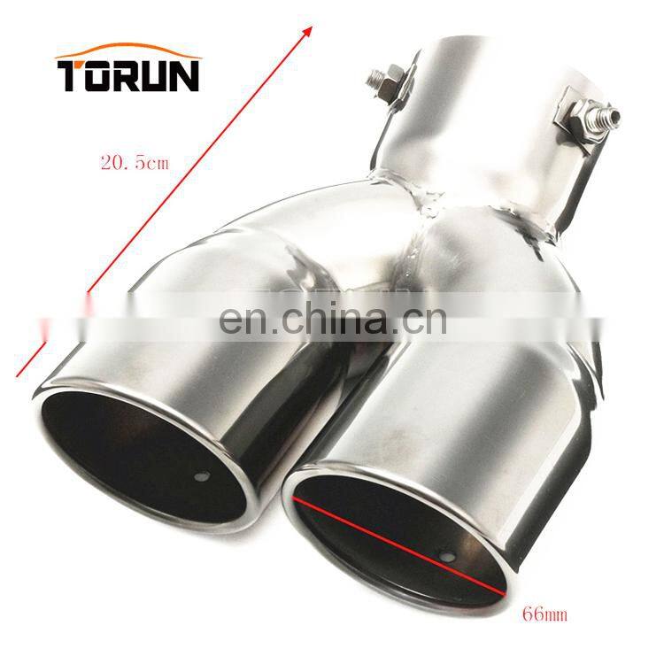 76mm 3" Universal Car Stainless Twin Double Dual Chrome Exhaust Pipe Muffler Tail Tip