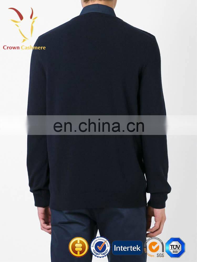 Navy men merino wool v neck pullover sweater