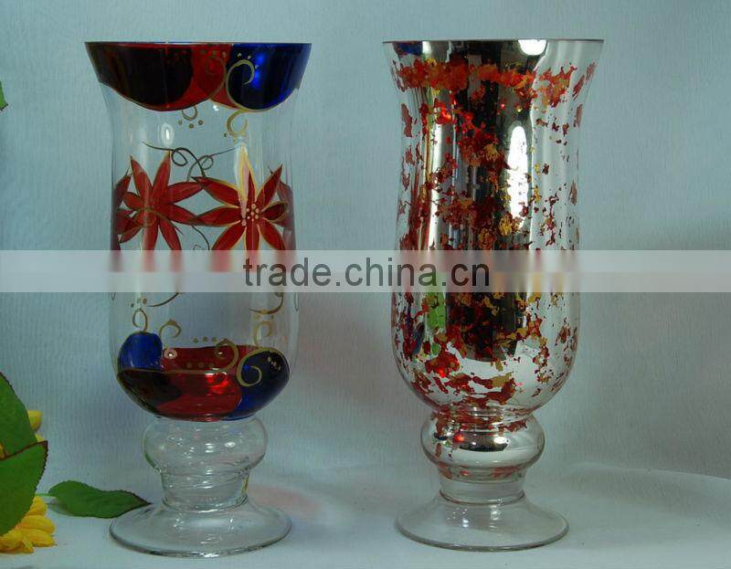 antique silver colored glass candle holder