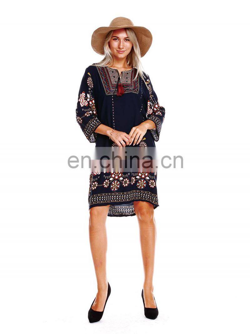 plus size clothes women bohemian style print floral clothing beach casual dress