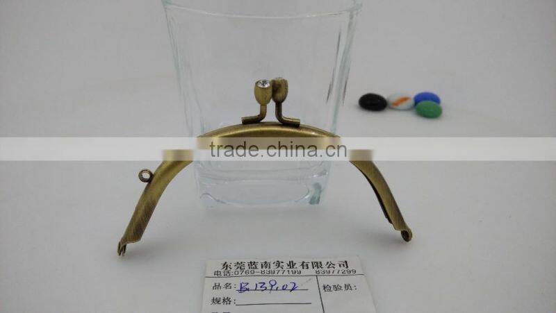 Factory price bronze 11.7*5.3cm double metal coin purse With diamond for ladies handbags China manufacturer