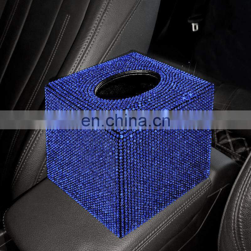 Creative Car Tissue Box Diamond Crystal Auto Tissue Holder Luxury Car Accessories Multifunction Bling Tissue Cover
