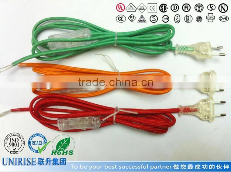 lamp cord, lamp wire with textile braided cable and inline switch