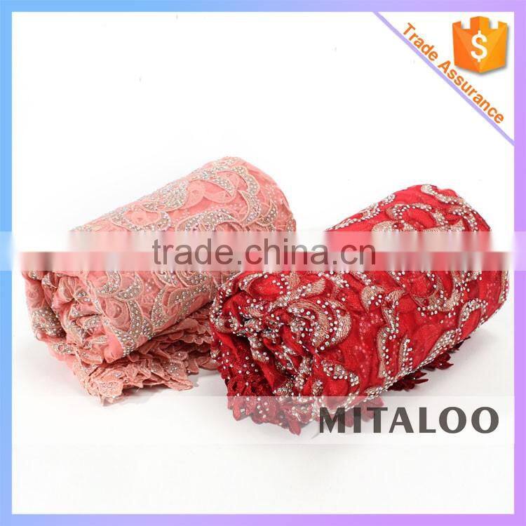 Mitaloo MFL1116 Good Designs Lace With Stones Lace Fabric Net Swiss Lace Fabric