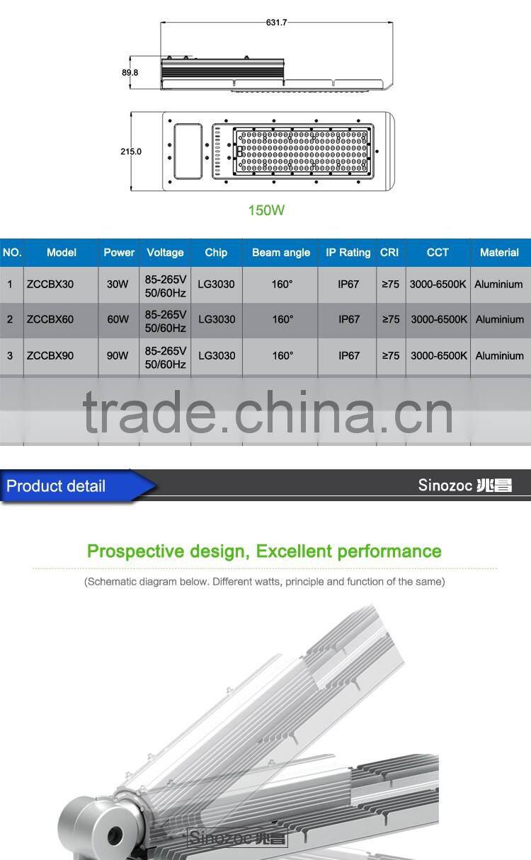 Sinozoc Hot sale waterproof Ip67 outdoor LED street light housing led garden light led road light LED highway lighting