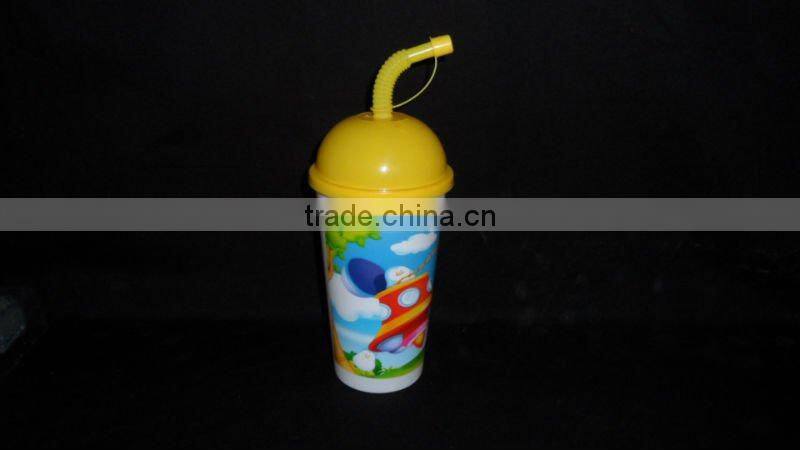 double wall plastic cups with straw - 650ml