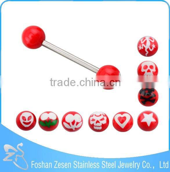 316L Barbell UV Glitter Bioplast Tongue Rings Body Piercing
