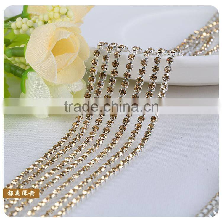 Turquoise SS6 to SS38 Silver Plating Wholesales AAA Quality Shinny Close Crystal Cup Claw Rhinestone Chain for Jewelry Cheapest
