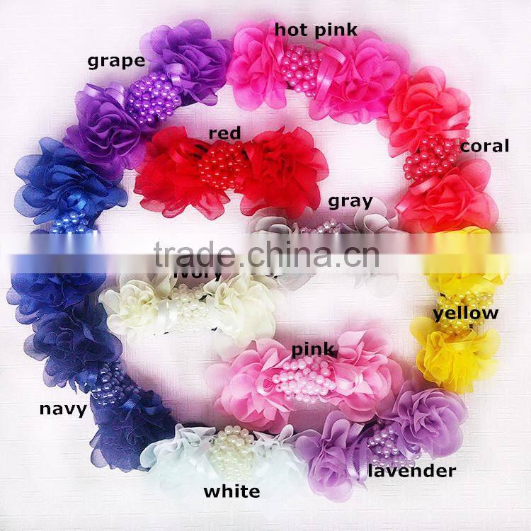 white shabby chiffon 3X2.5" butterfly sequin & gold trim fabric rose spring craft supplies baby headband flower